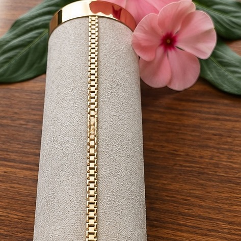 Pulsera de cadena cubana en oro de 14k